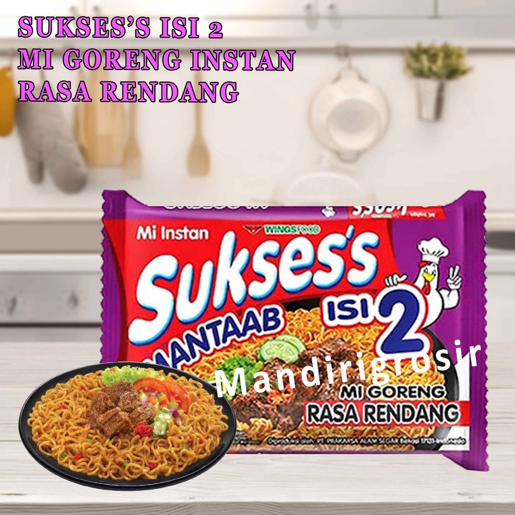 Mi Goreng Instan* Mie Sukses Isi 2* Mi Rasa Rendang* 132g