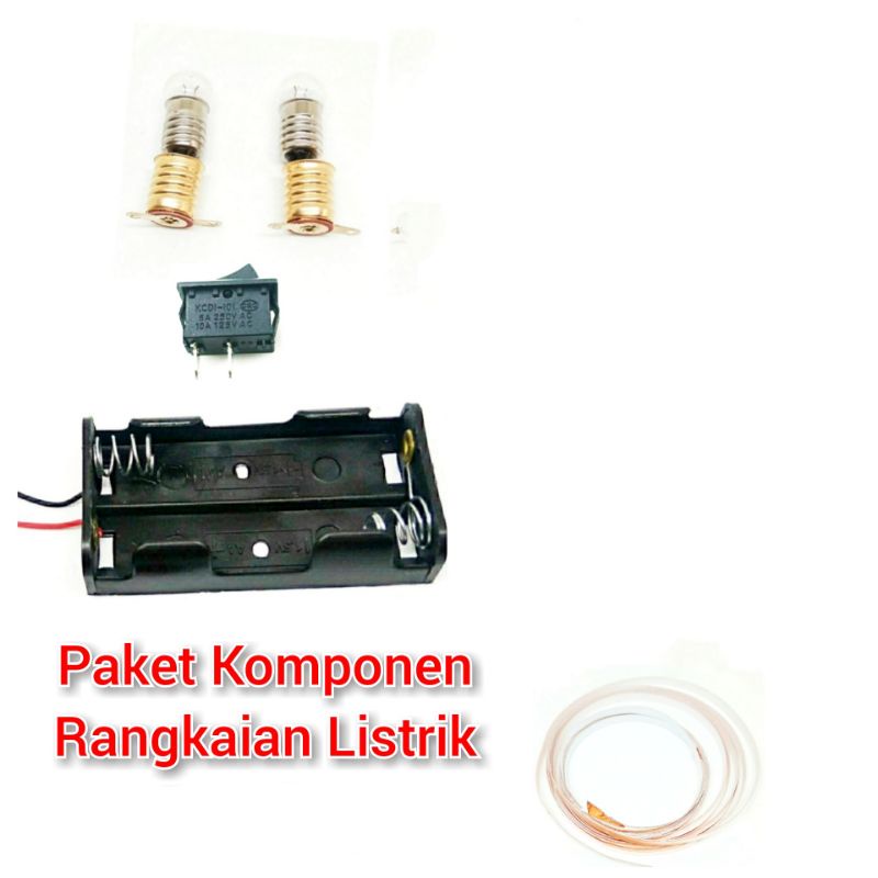 Paket Komponen Rangkaian Listrik Lampu Bohlam Seri Paralel DIY Prakarya Praktek Praktikum Sekolah