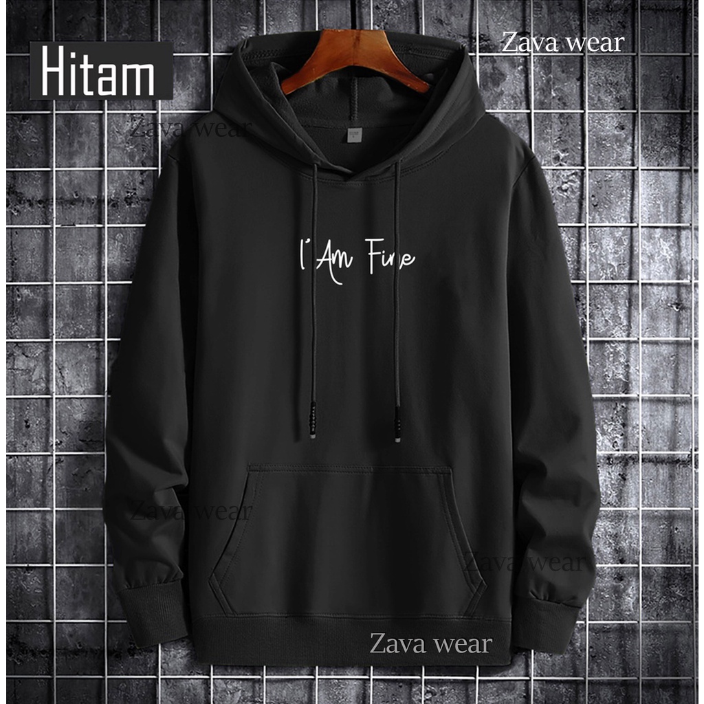 Hoodie Pria Jumbo Logo I'M Fine Ukuran S - XXL / Hoodie Wanita / Hoodie Jumbo - COD (BAYAR DITEMPAT)