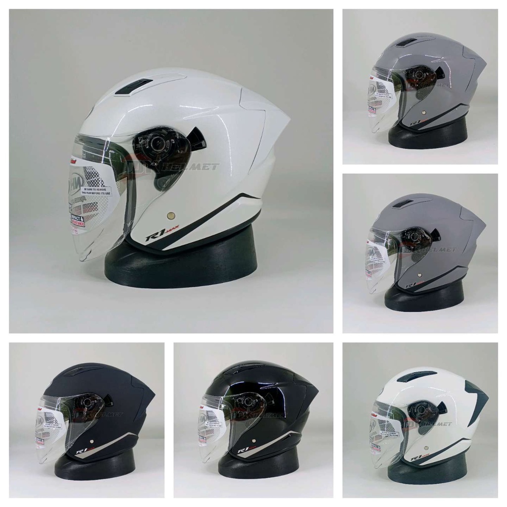 Helm Half Face NHK R1 Max R-1 Max Solid Bukan S1 GP Pro Solid Star White Dim Grey Black Gloss Doff W