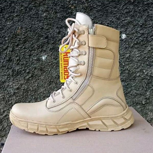 TERBARU-sepatu PDL Militer BOOTS KREM GURUN KULIT