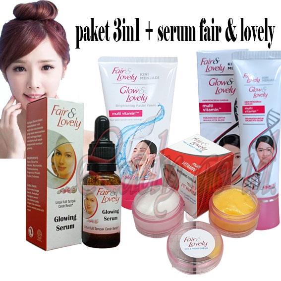 Fair And Lovely 1 Paket Lengkap Glowing Asli 4 In 1 Fair And Lovely - Cream Siang Malam - Pelembab -Facial Foam - Plus Serum Fair And Lovely