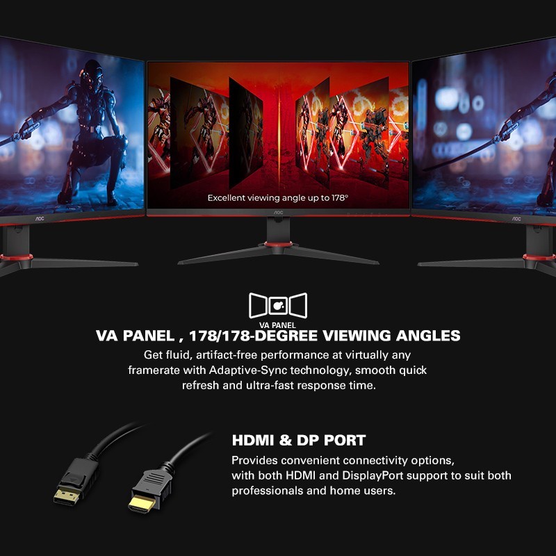 Monitor LED AOC 27G2SE 27&quot; VA 165Hz 1080p VGA HDMI DP VESA 100x100mm