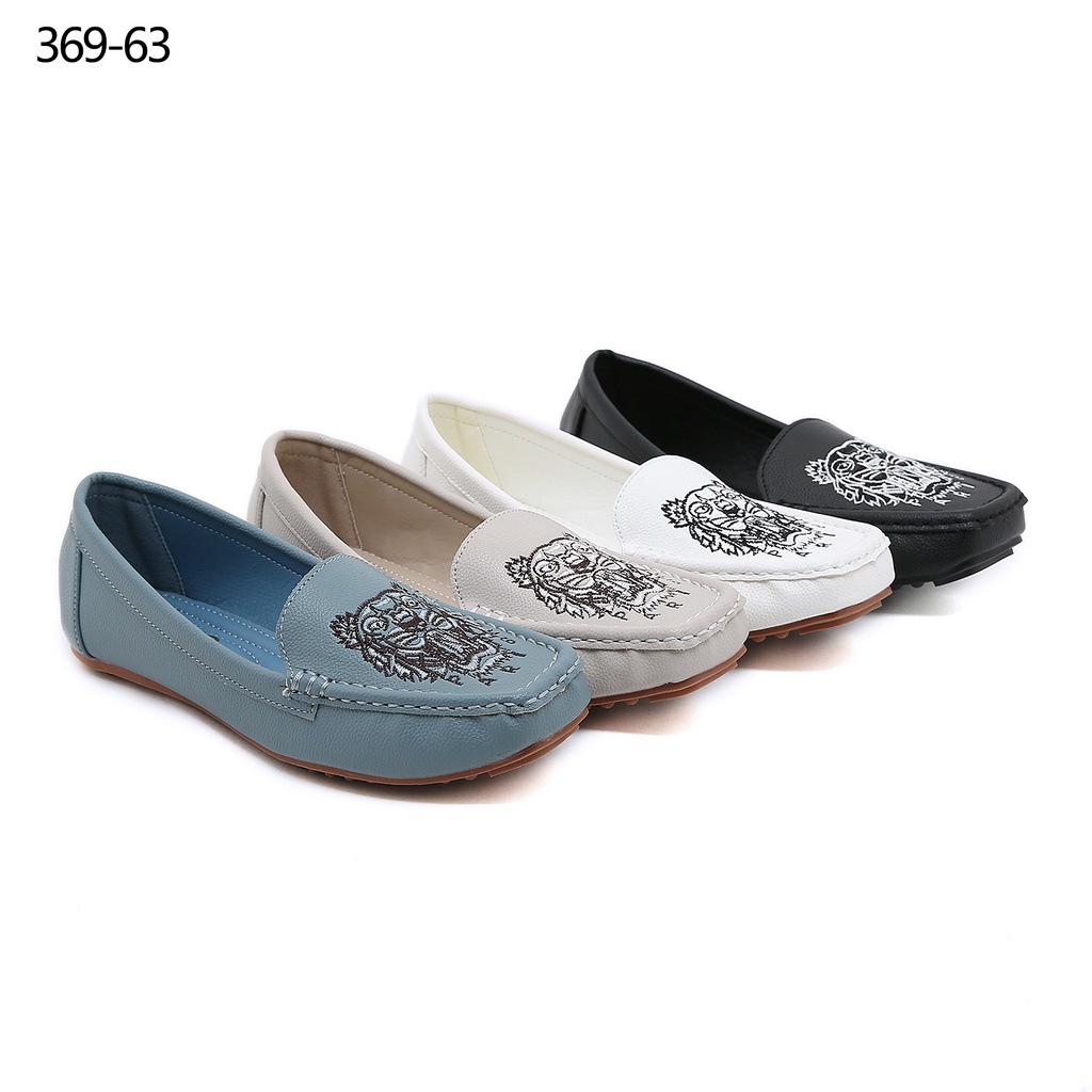 kz Leather Embroidery Flat Shoes 369-63 369-KZ