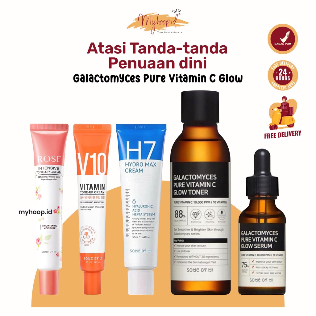 Some By Mi Galactomyces Pure Vitamin C Glow & Tone-Up  Toner Serum H7 Hydro Max V10 | Rose Intensive