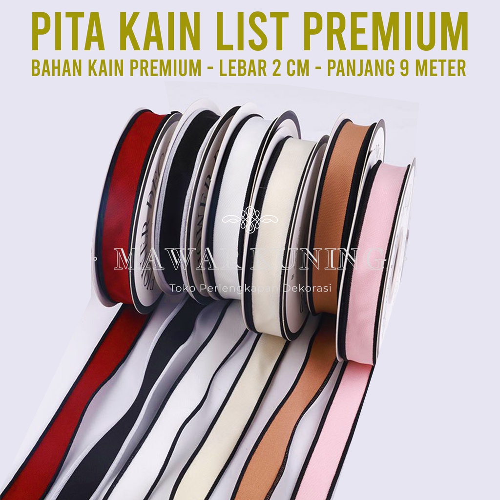 

[ 2 CM ] Pita Bahan Kain Premium Motif Garis