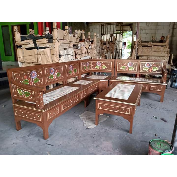 Kursi Tamu Sudut Pojok Minimalis Kayu