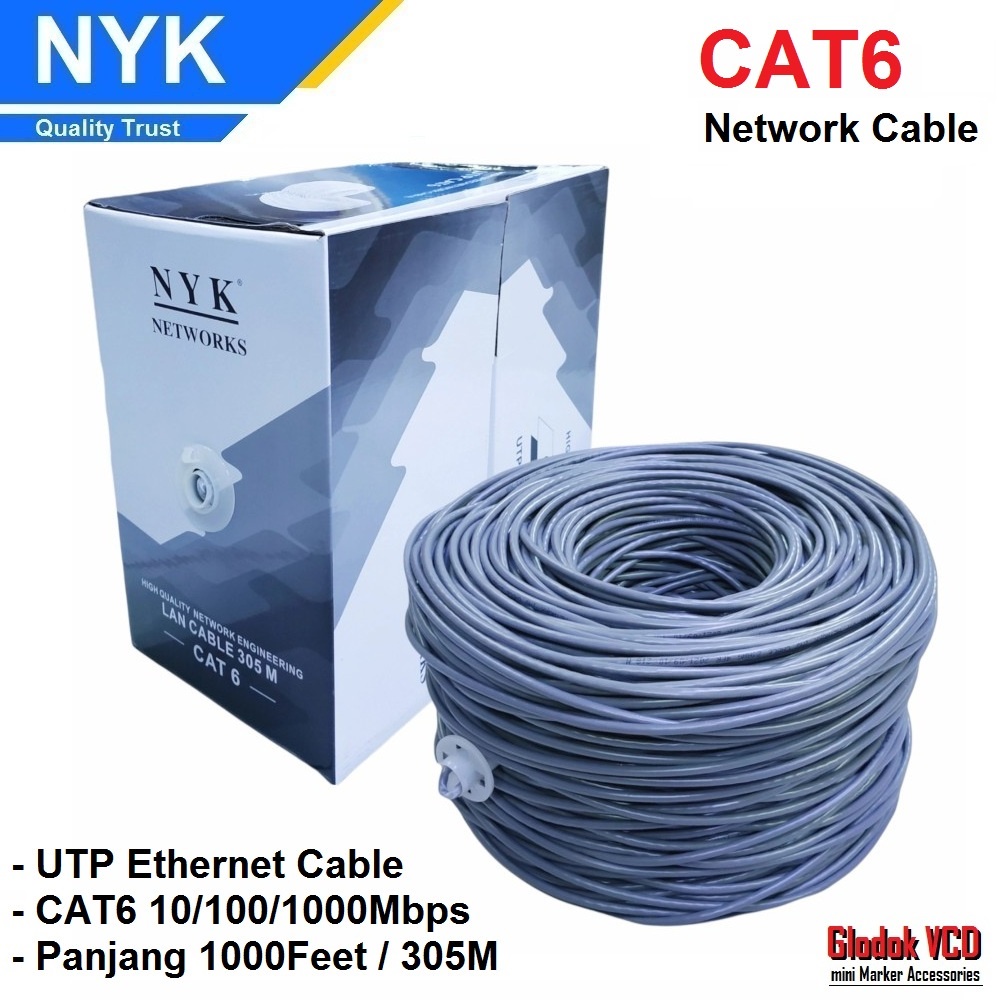 NYK Kabel LAN UTP Cat6E Internet cable 1 Roll 305 Meter