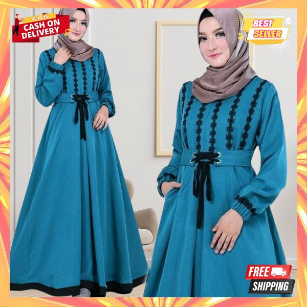 Gamis Lebaran Bju Muslimah Perempuan Mewah Elegan Games Dres Syari Murah Baju Muslim Wanita Dewasa G