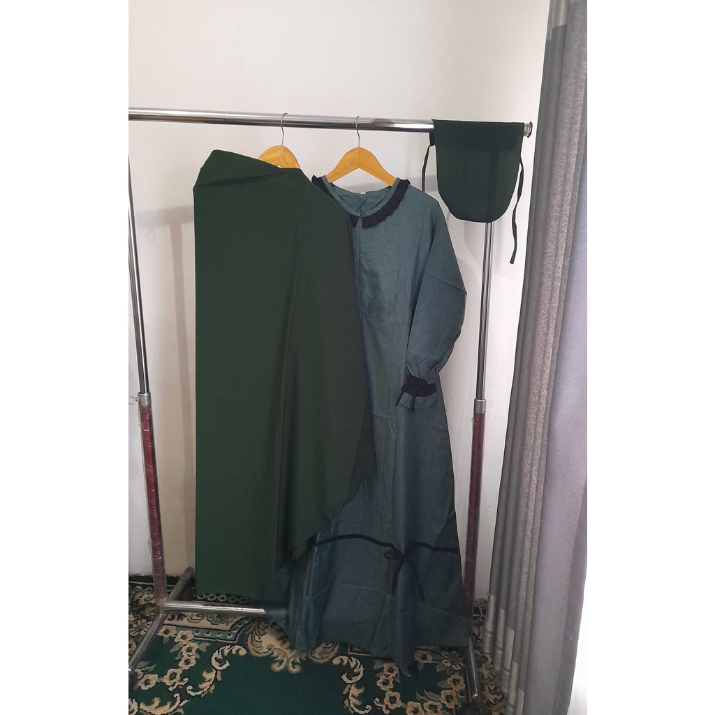 Gamis katun madinah hijau botol gamis syar'i madinah
