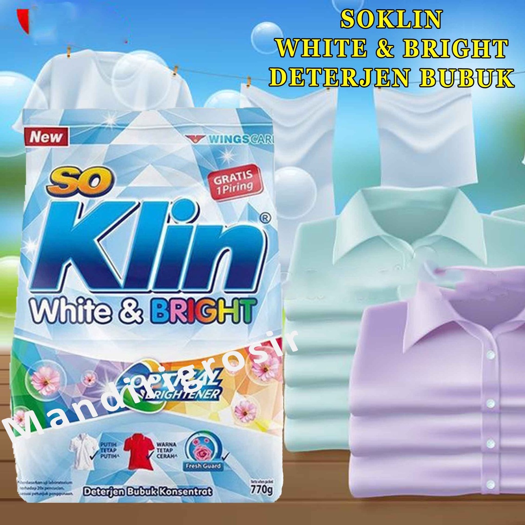 white dan bright* So klin* diterjen bubuk konsentrat* 770g