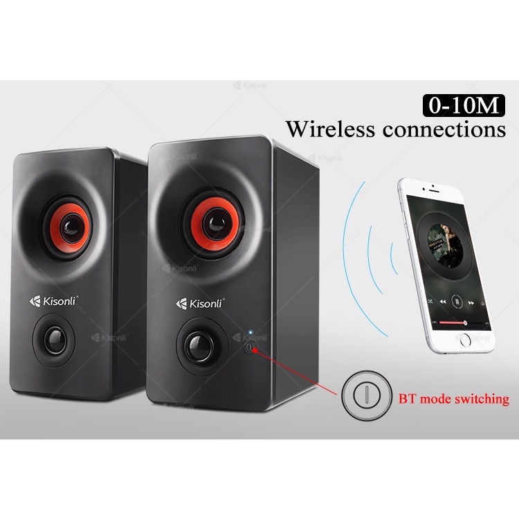 Speaker Kisonli Bluetooth Komputer/Laptop AC-9002BT Stereo Support Wireless Connection Super Bass - XOBOX