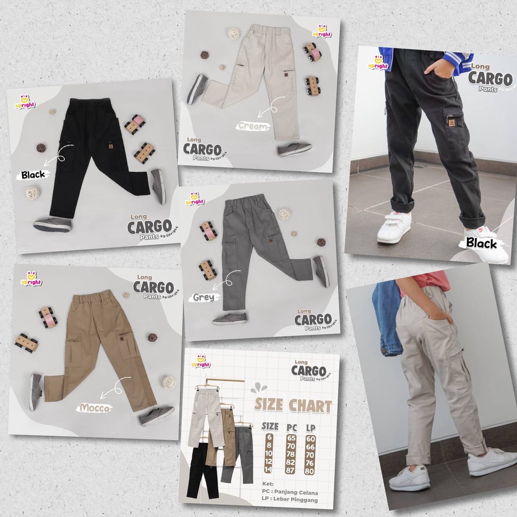 Celana Panjang chinos anak Long Cargo pants by Upright