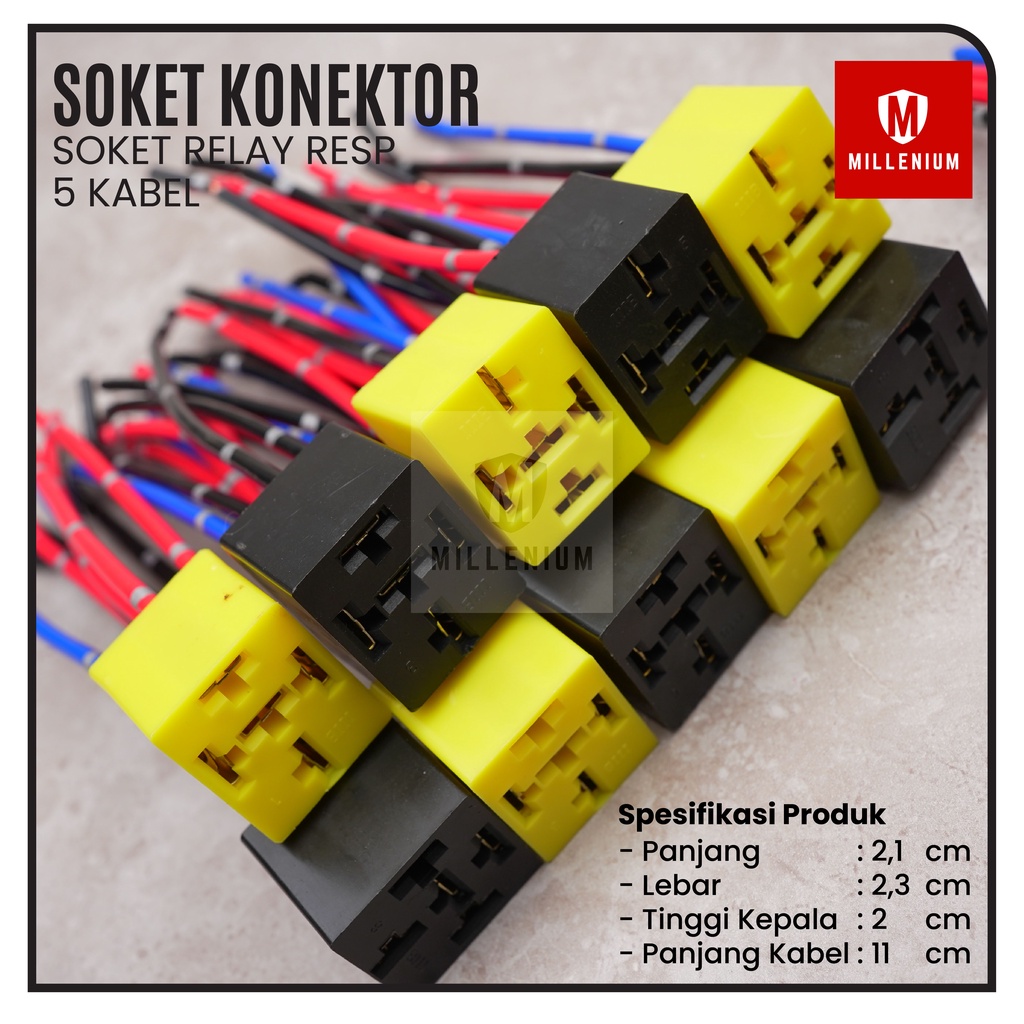 SOKET RELAY RE5P KAKI 5 PIN + KABEL BINTIK / RUMAH RELAY SOCKET RELAY