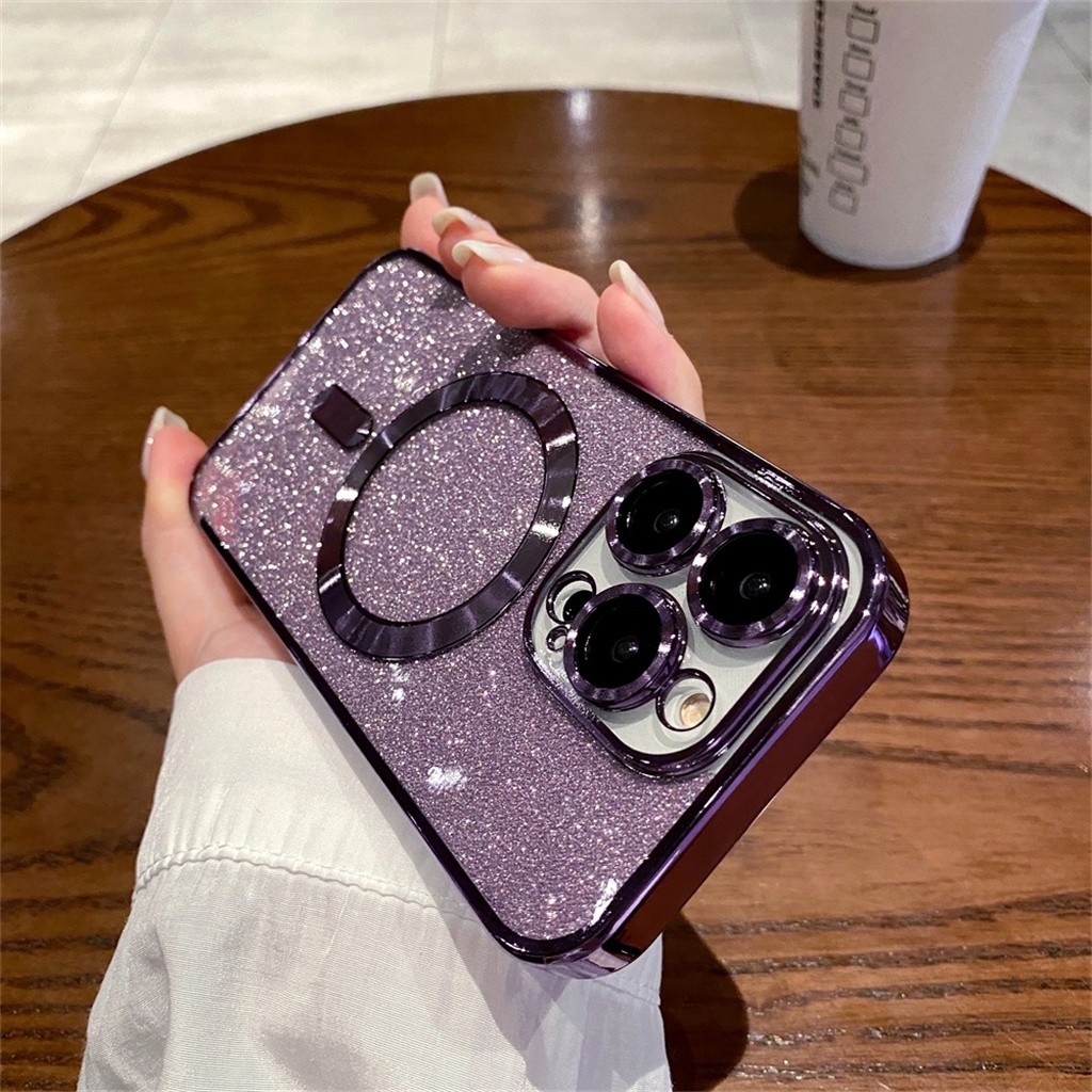 Casing Magnet Logam Iphone13 12 11 Pro Max14 Plus Pelindung Kamera Lensa case iPhone 14 Pro Max Berlapis Mewah TPU shockproof soft protection case