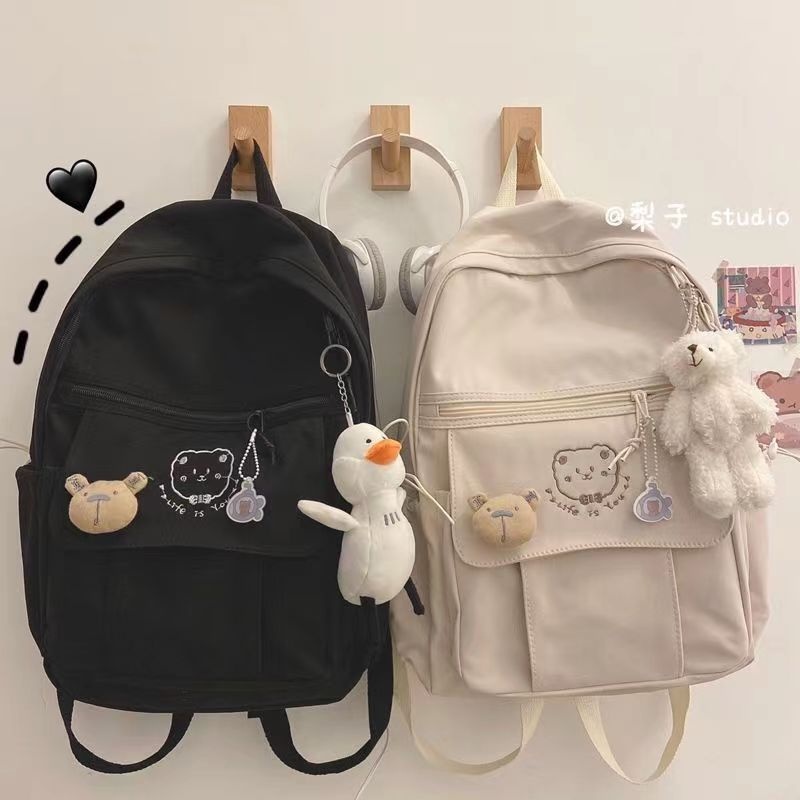 MIWA Backpak Nylon Tas Ransel Fashion Wanita Kekinian Korean Style Button Sekolah Bag kuliah Lucu Vintage Aesthetic Korea Chikoisme