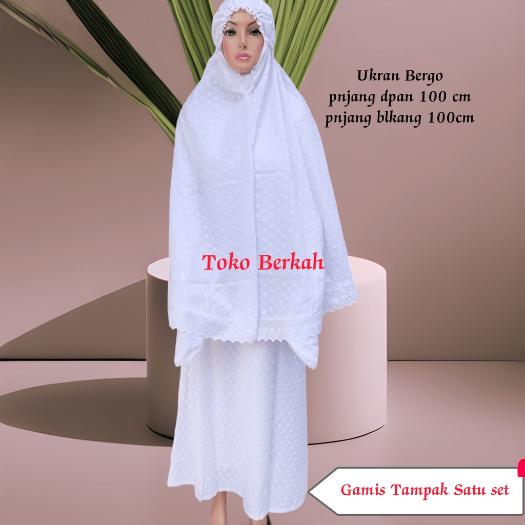 Gamis Haji dan umroh wanita bahan katun paris satu set Saku samping