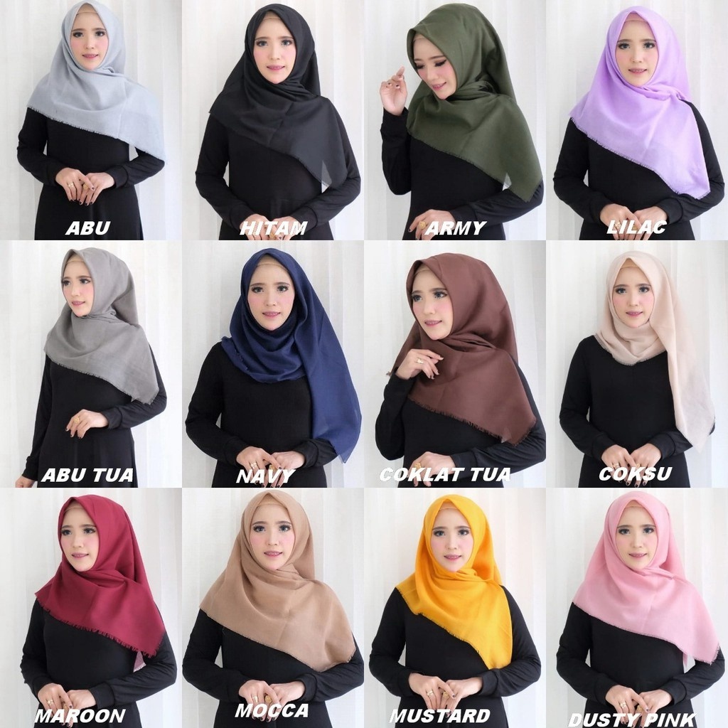 Hijab Saudia Polos Rawis Segi Empat Jl02