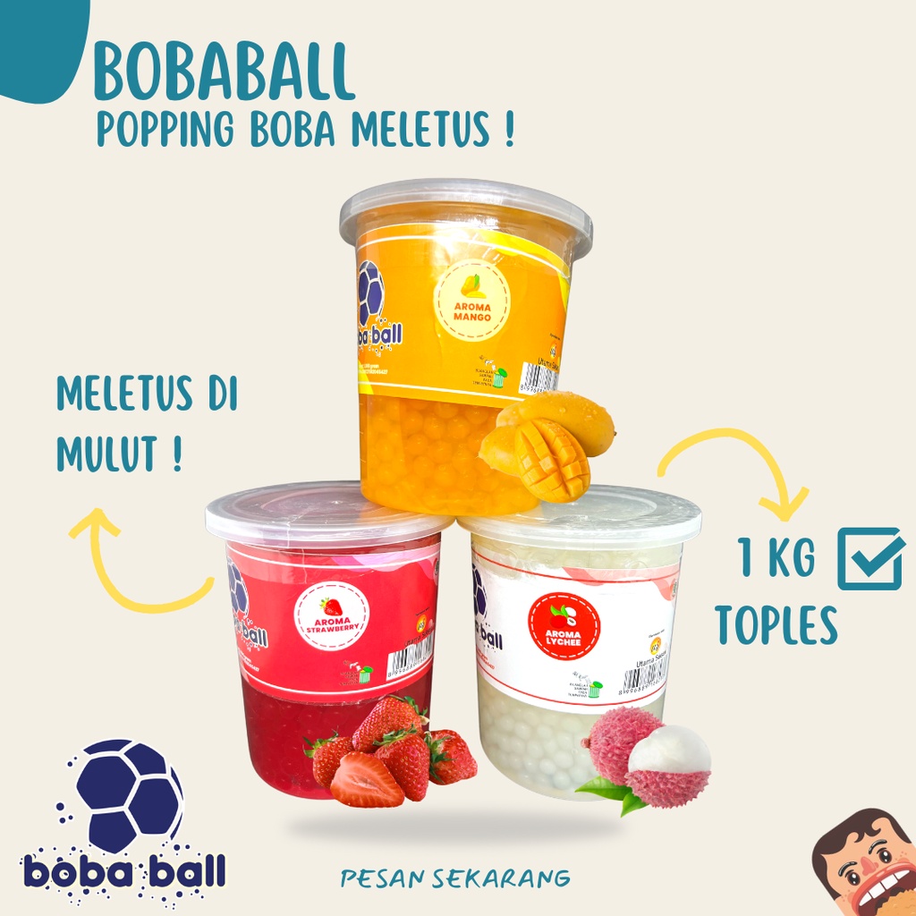 Bobaball Popping Boba Meletus / Boba Pecah di Mulut Kemasan Toples 1 Kg