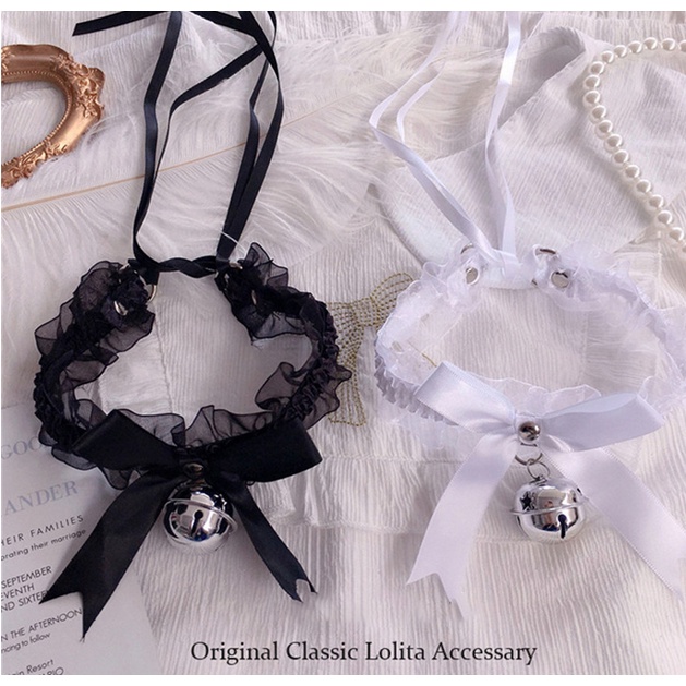 KALUNG CHOKER BELL LONCENG BESAR PITA RENDA LACE COSPLAY NEKOMIMI KUCING CAT CHOKER JAPAN KOREA RIBB