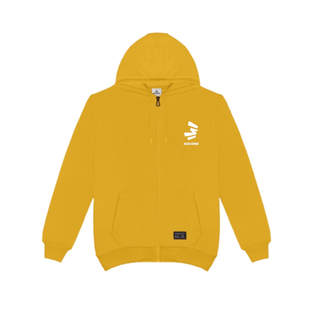 Three Second Zipper Hoodie Litle Logo Kuning Mustard