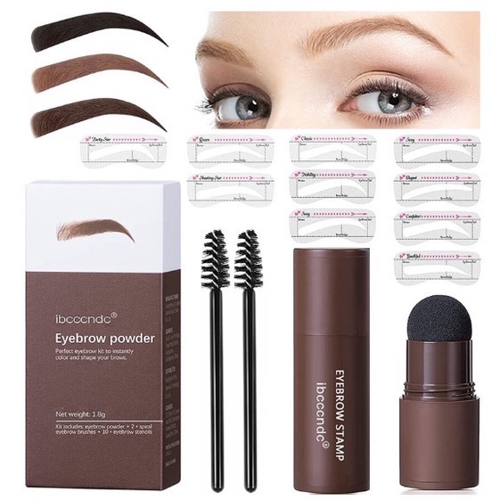 Ibcccndc Cetakan Alis Instan Bedak Alis Eyebrow Powder Eyebrow Stamp Alis Stempel Alis Waterproof dengan 10 Model Cetakan Alis