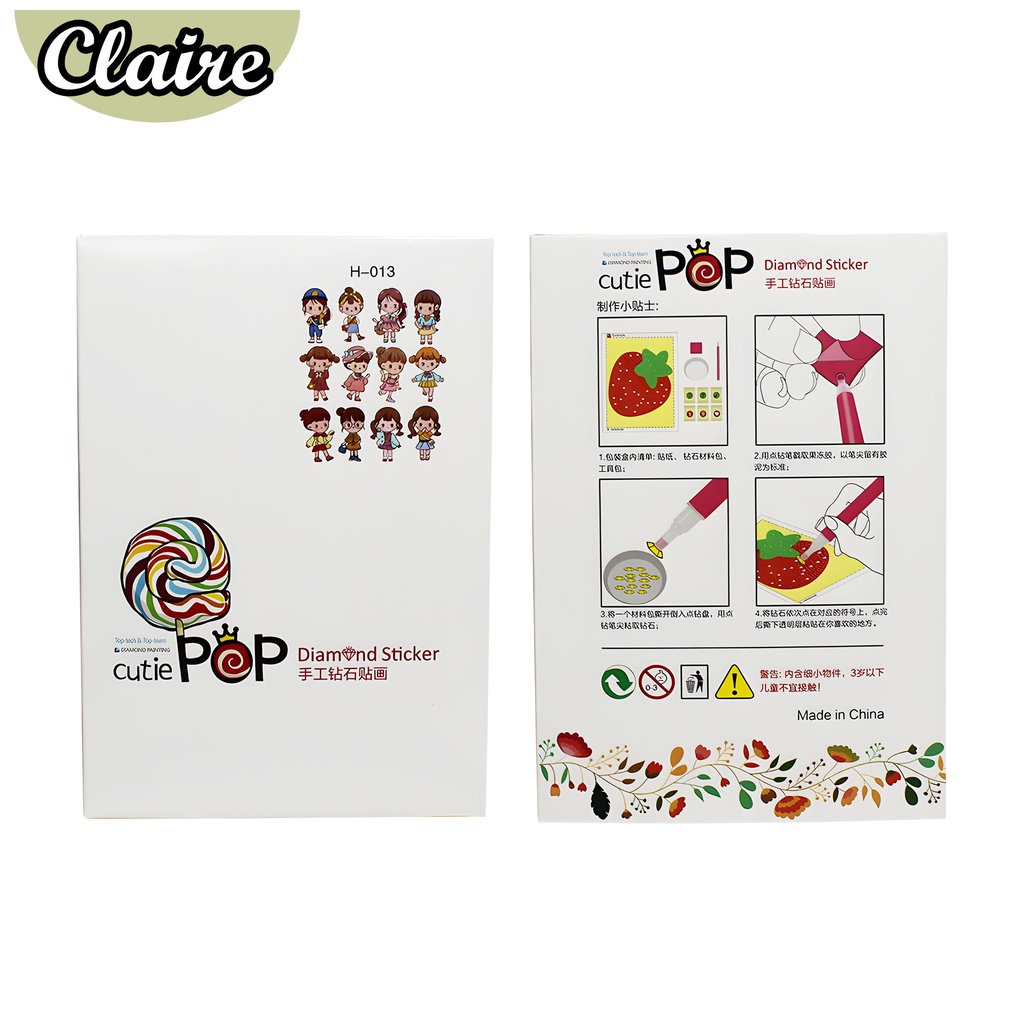 Dimond Sticker Cutie Pop / 12 Stiker Anak / 1 set Manik Manik Diamond