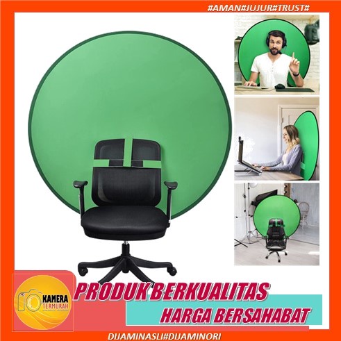 Green Screen Lipat Portable / Backdrop Background Green Screen Kursi Gaming Conference Call