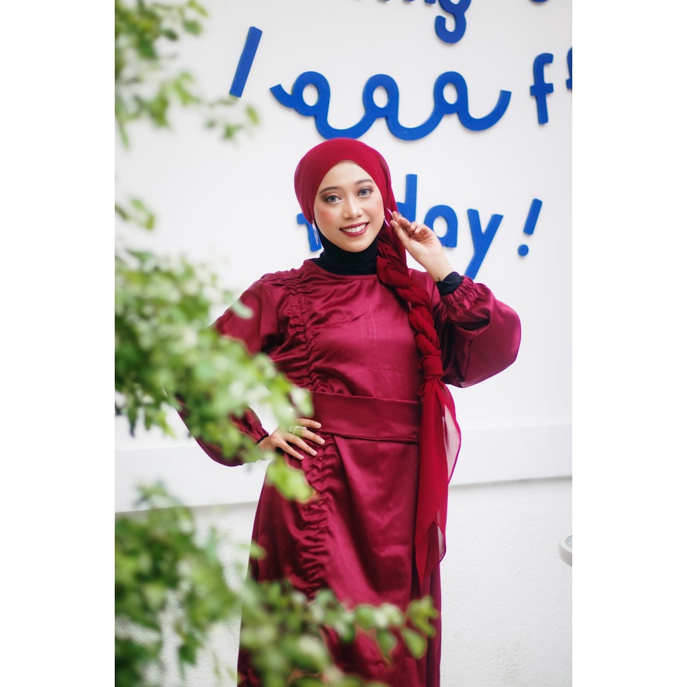 Jasmine Dress Satin Serut / Outfit Kondangan Simple