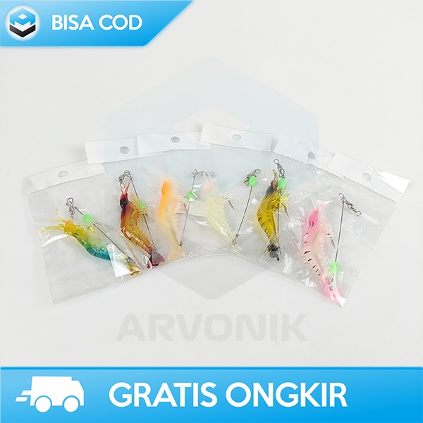 UMPAN PANCING DESAIN MIRIP UDANG ASLI BAHAN SILIKON SOFT BAIT LURE