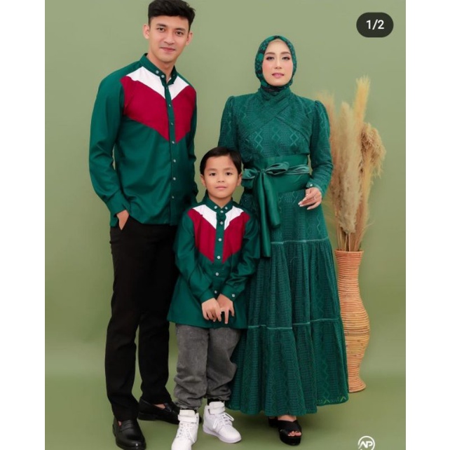 PL 1x pakai gamis brokat hijau botol by vie karlina
