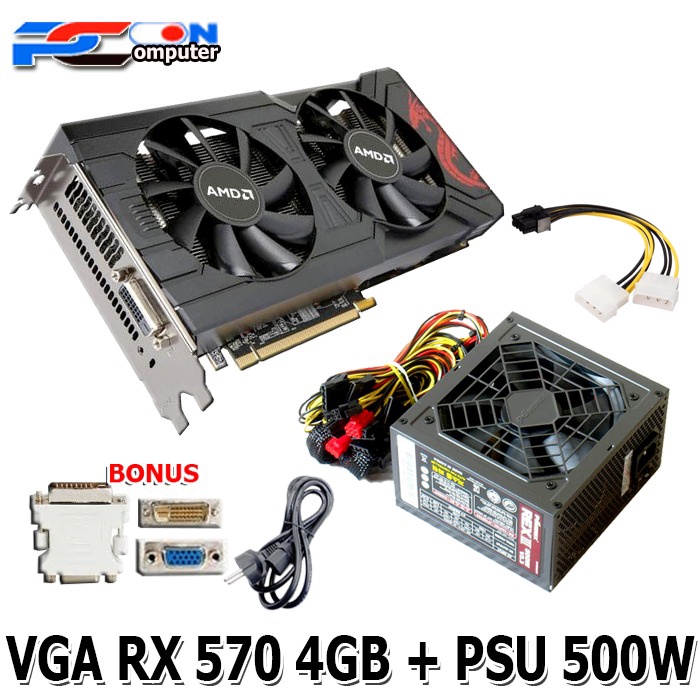 VGA CARD PLUS POWER SUPPLY GAMING KOMPUTER/ PAKET VGA PLUS PSU 1 SET