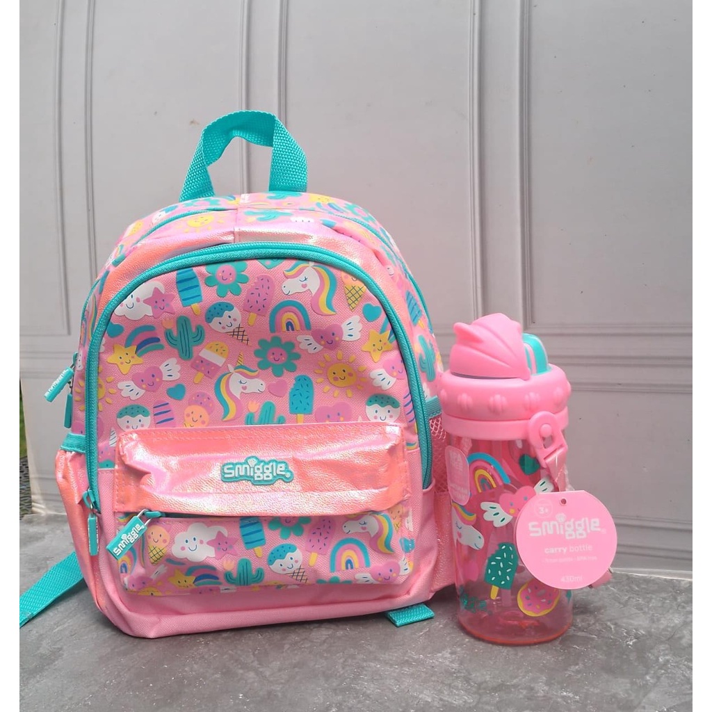 SMIGGLE ROUND ABOUT BACKPACK BOTTLE SET UNICORN - SET TAS, BOTOL SMIGGLE