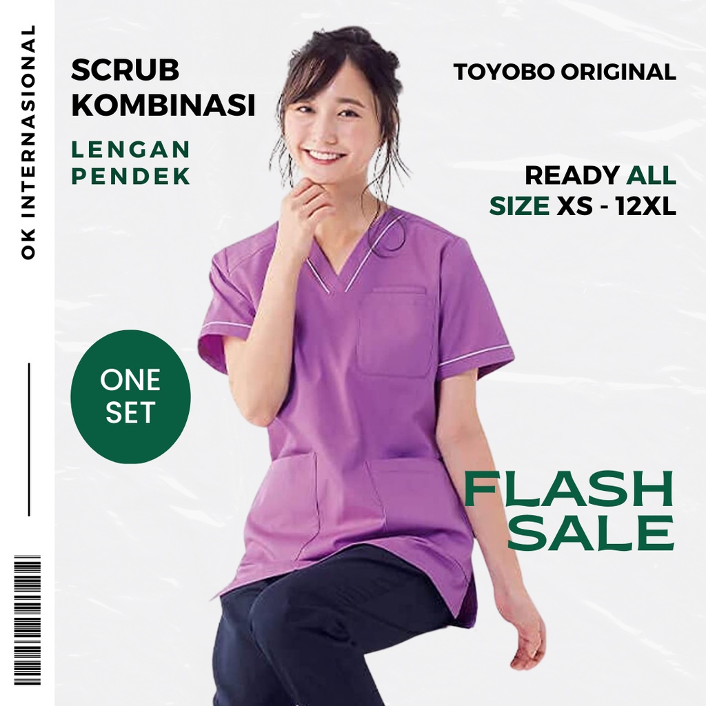 BAJU JAGA MODERN KOMBINASI &amp; LIS ok oka Dokter Perawat Tenaga Medis Toyobo Original