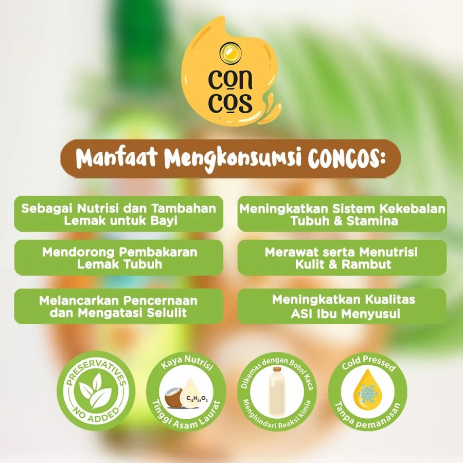 CONCOS VCO Virgin Coconut Oil Untuk Anak dan Bayi / Minyak Kelapa Asli / Minyak Kelapa Murni