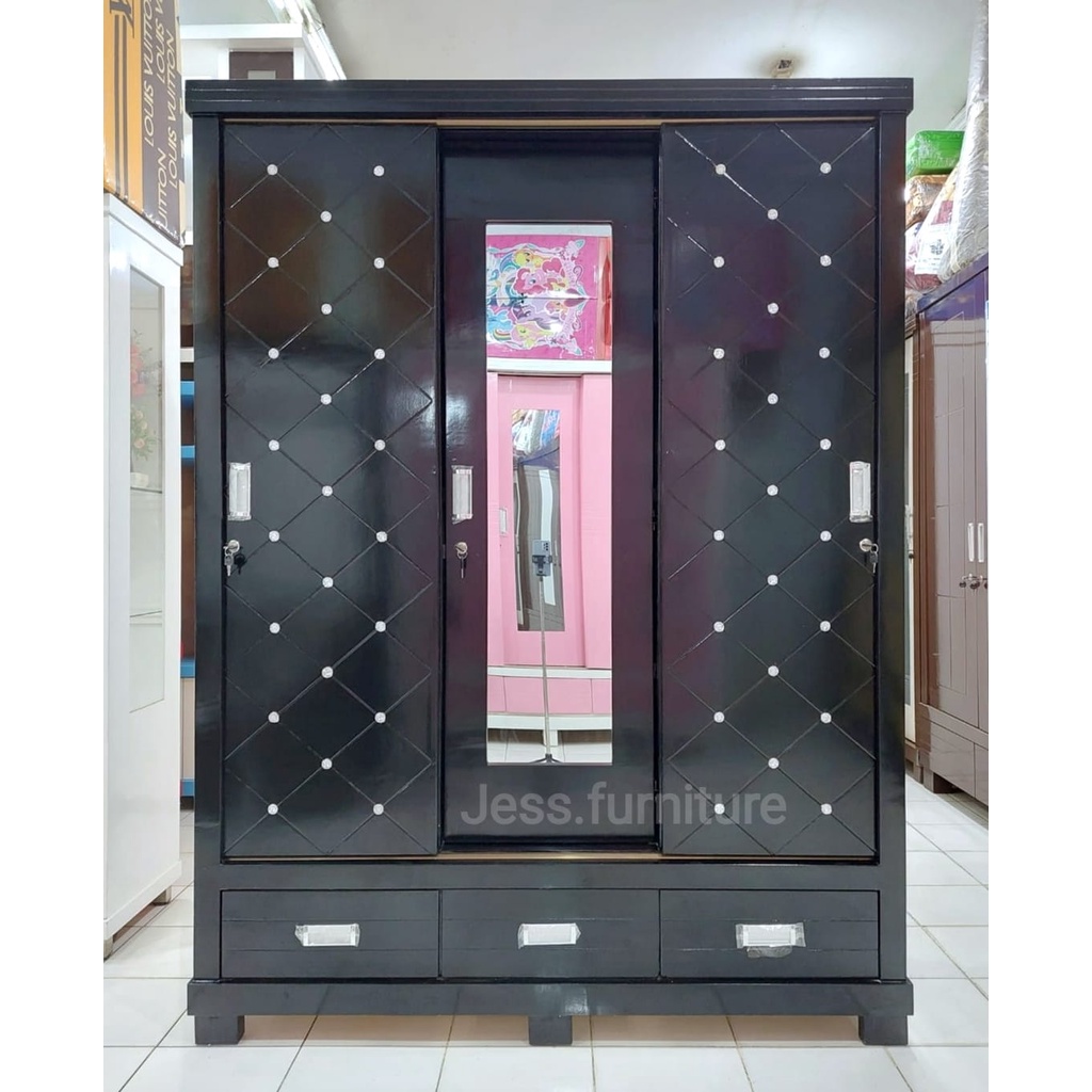 Lemari Baju 3Pintu Geser Diamond , Lemari Baju 3Pintu Diamond , Lemari Pakaian GAMIS , Lemari Baju G