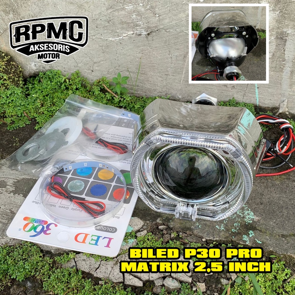 BILED PROJECTOR P30 BILLED MATRIX PRO 3 INCH UNIVERSAL MOTOR MOBIL LAMPU DEPAN HEADLAMP CUSTOM BATOK