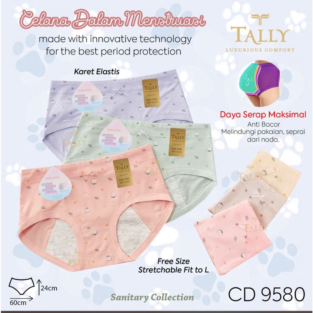 Tally CD Menstruasi Haid Anti bocor - Celana Dalam Mens - Water Proof Tally 9580 - sanitary panties cd celana dalam