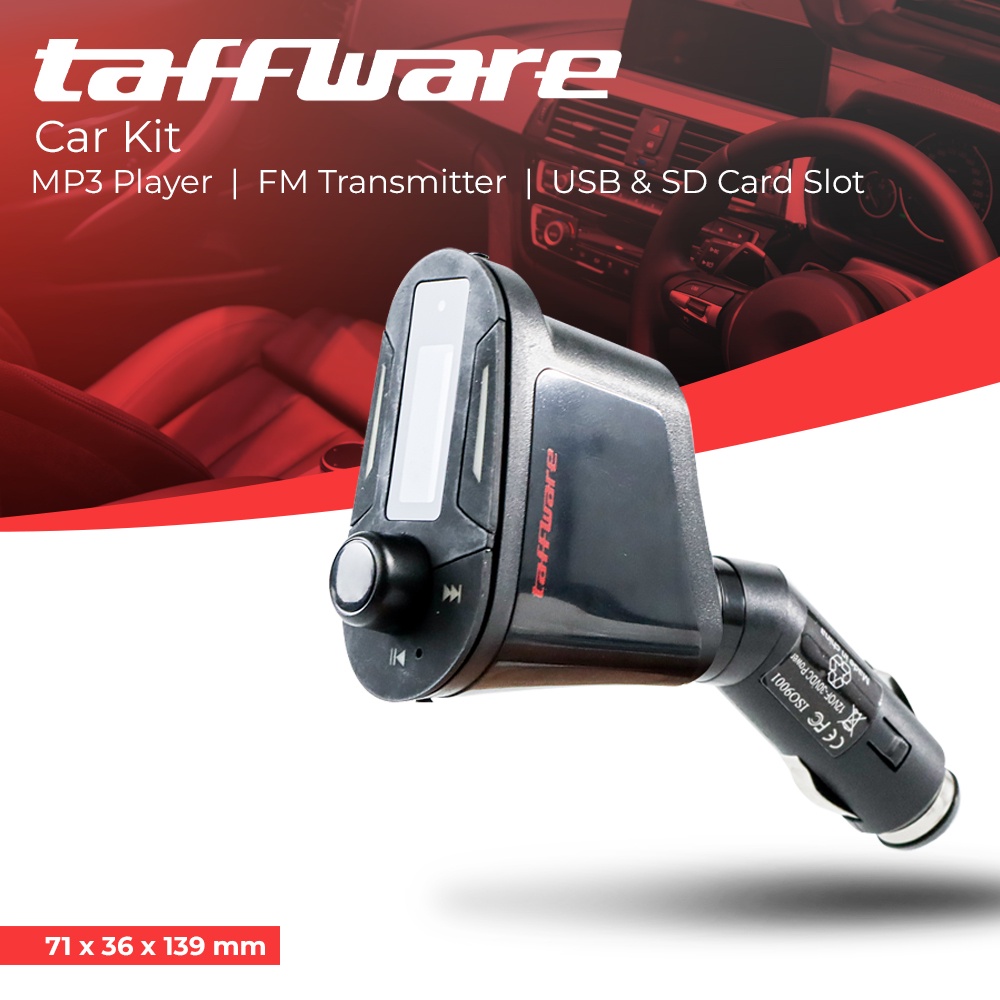 Taffware Car Kit MP3 Player FM Transmitter USB SD Card Slot - FM-618 - Black