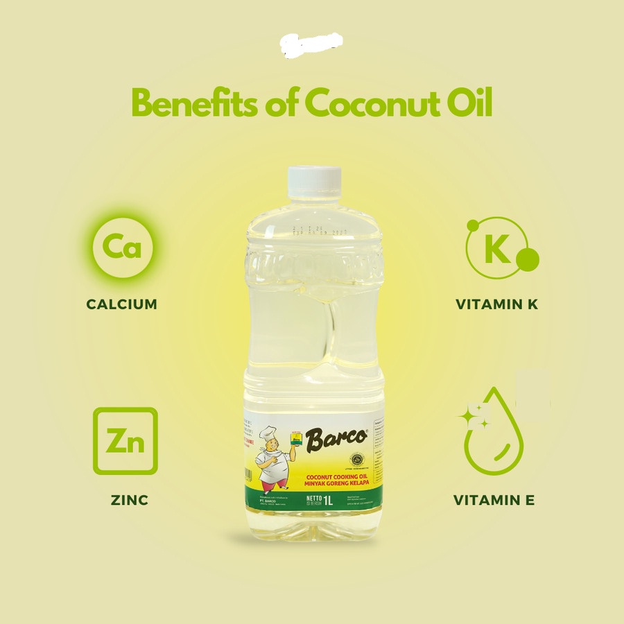 MINYAK GORENG KELAPA BARCO 1L BOTOL COCONUT OIL NON-KOLESTROL
