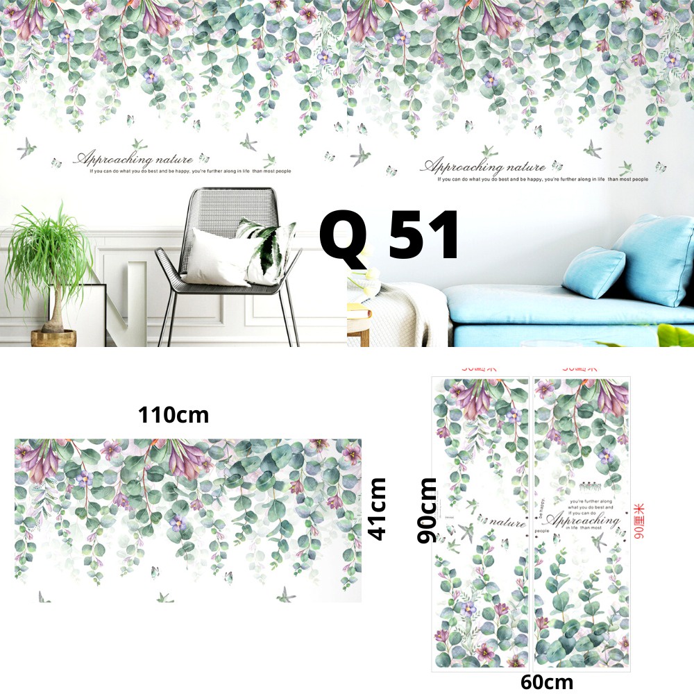 WALLSTICKER WALLSTIKER WALL STIKER STICKER DINDING TEMBOK DAUN HIJAU MINIMALIS LEMARI PINTU DEKORASI PINTU JENDELA KACA KAMAR MANDI TAMAN KERAMIK KRAMIK TEGEL TAGEL TEMBOK KULKAS LEMARI MEJA CAFE CAFEE DAPUR BORDER TANGGA @banyak