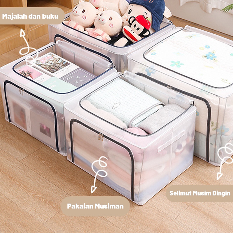 2pcs 110L Storage Box lipat Storage Serbaguna Organizer pakaian dan mainan Kotak penyimpanan box