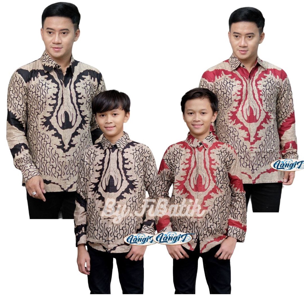 Kemeja Batik Anak Laki-laki Lengan Panjang Couple batik Ayah Anak Cowok Motif Sentani Warna Hitam Motif Terbaru