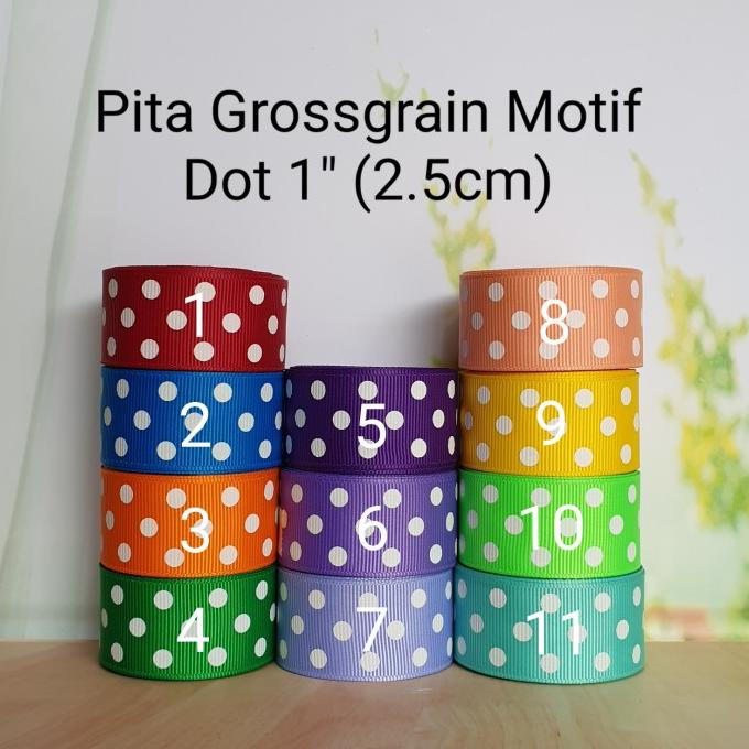 Pita Grossgrain Motif Polkadot Putih 1" (2.5cm)