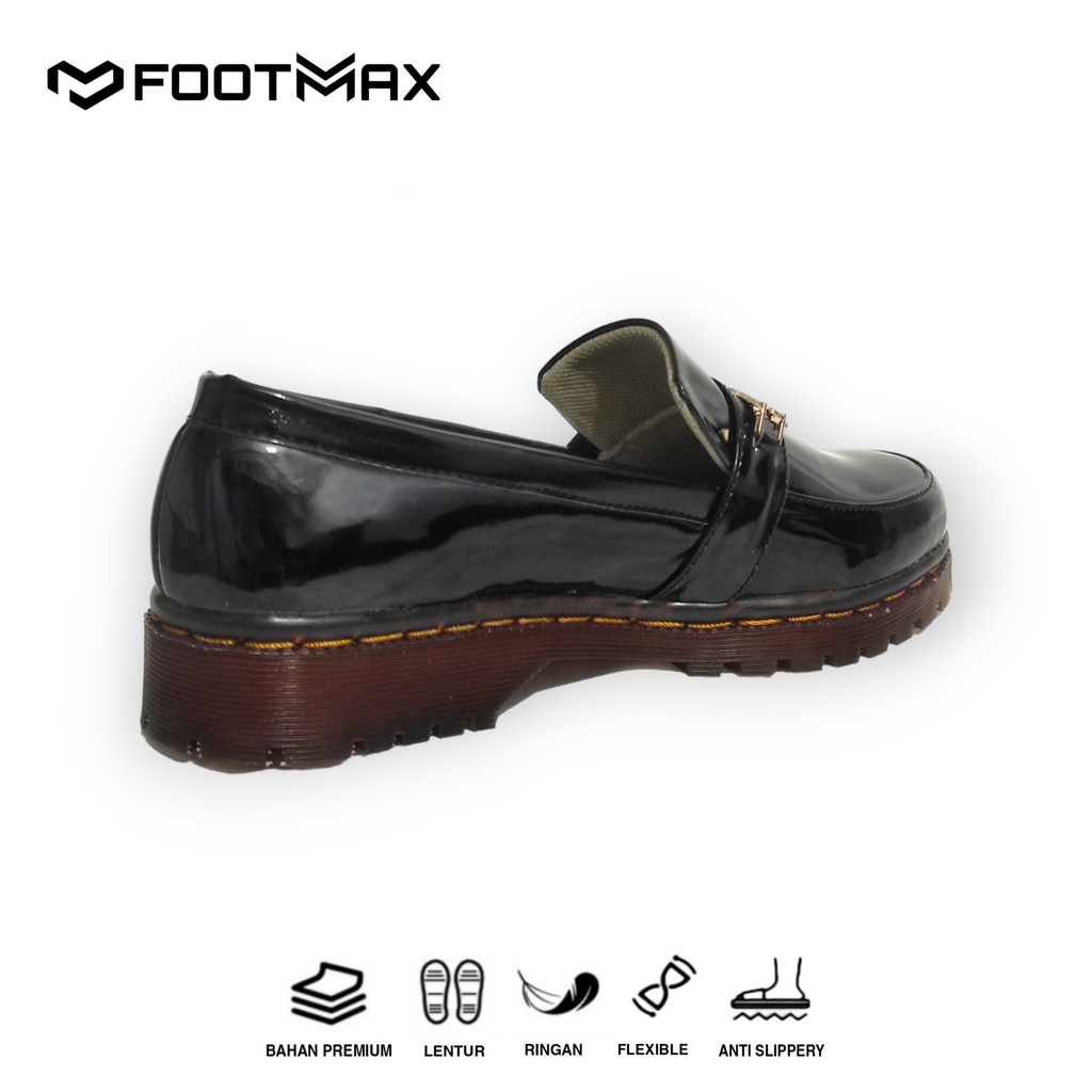 Sepatu Docmart Wanita Hitam Kilap Sepatu Kerja Wanita Casual Formal Sepatu Wanita Loafer Slip On Termurah