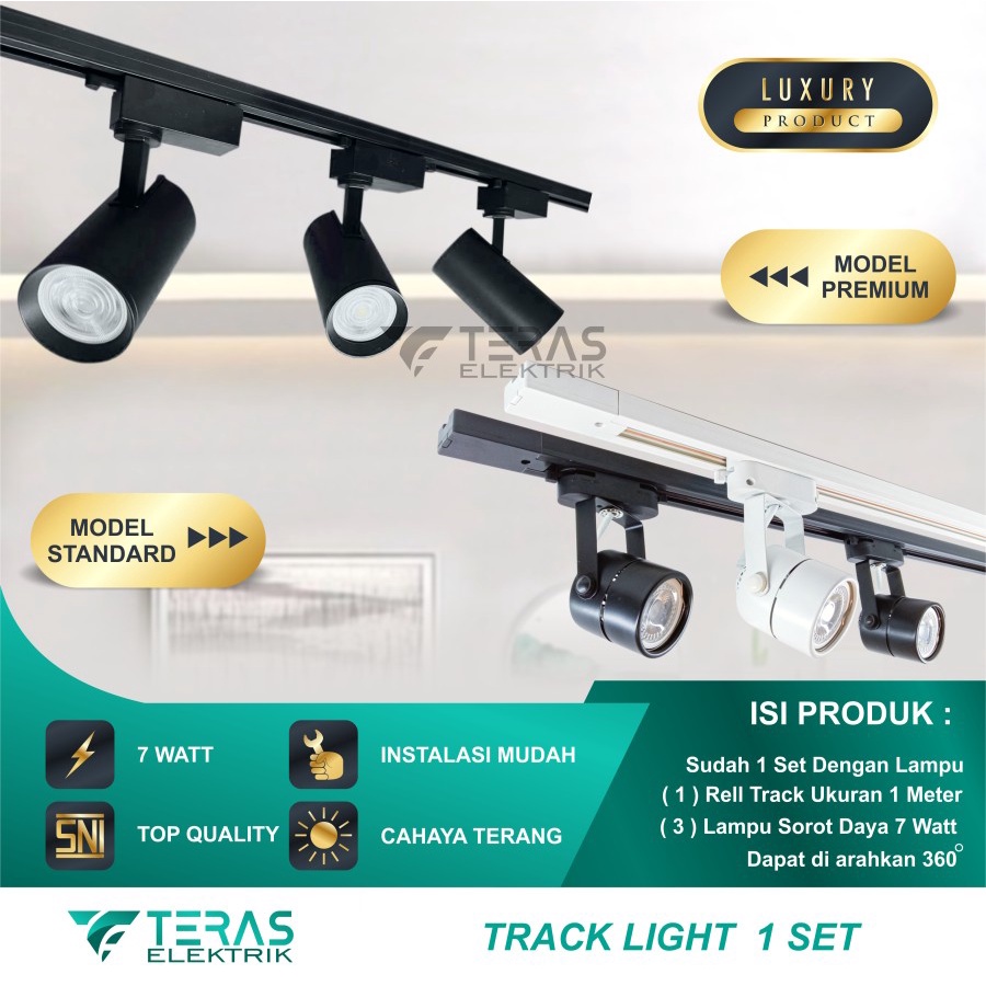 Paket Lampu Sorot 1 set isi 3 + Rel 1M LED Track Light Rel Spotlight MR16