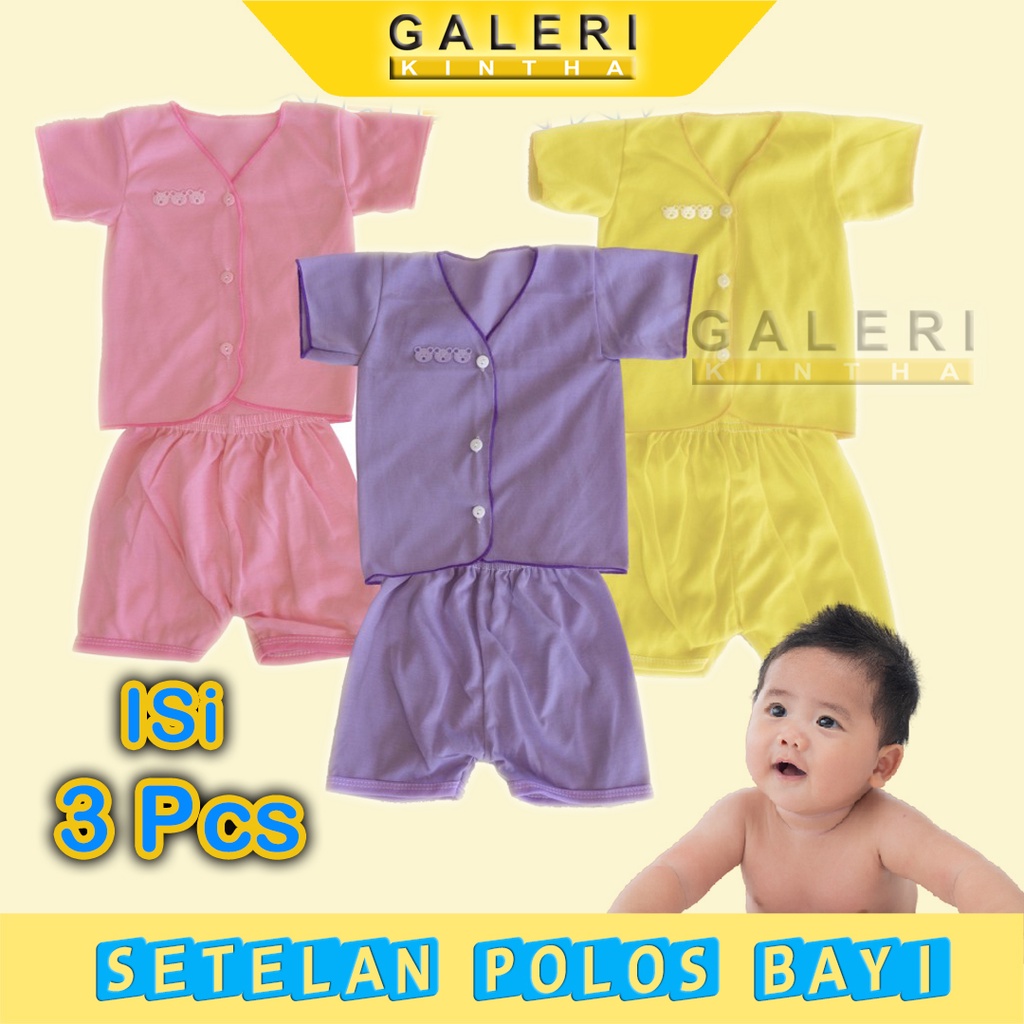 Setelan Baju Bayi Newborn Laki laki Perempuan Pendek Polos