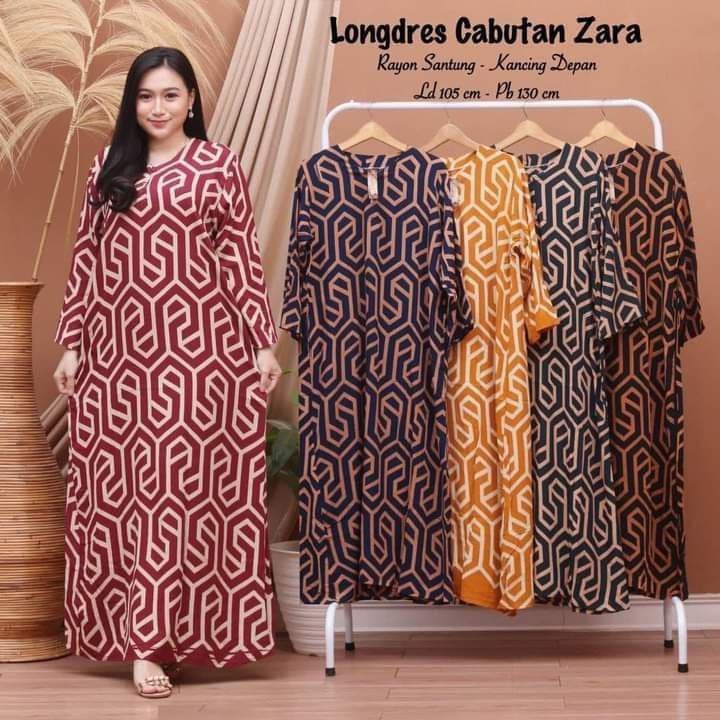 Longdress SURAT KABAR LD 100 - 110 I Daster Dress Batik Wanita Panjang Busui Kancing Depan Adem Kekinian Murah