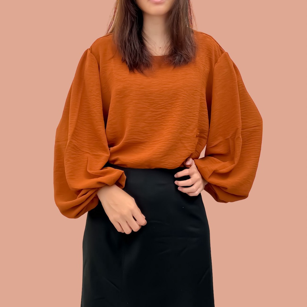 CYLA BLOUSE LENGAN BALON BAJU KEKINIAN SHIRT CASUAL WANITA