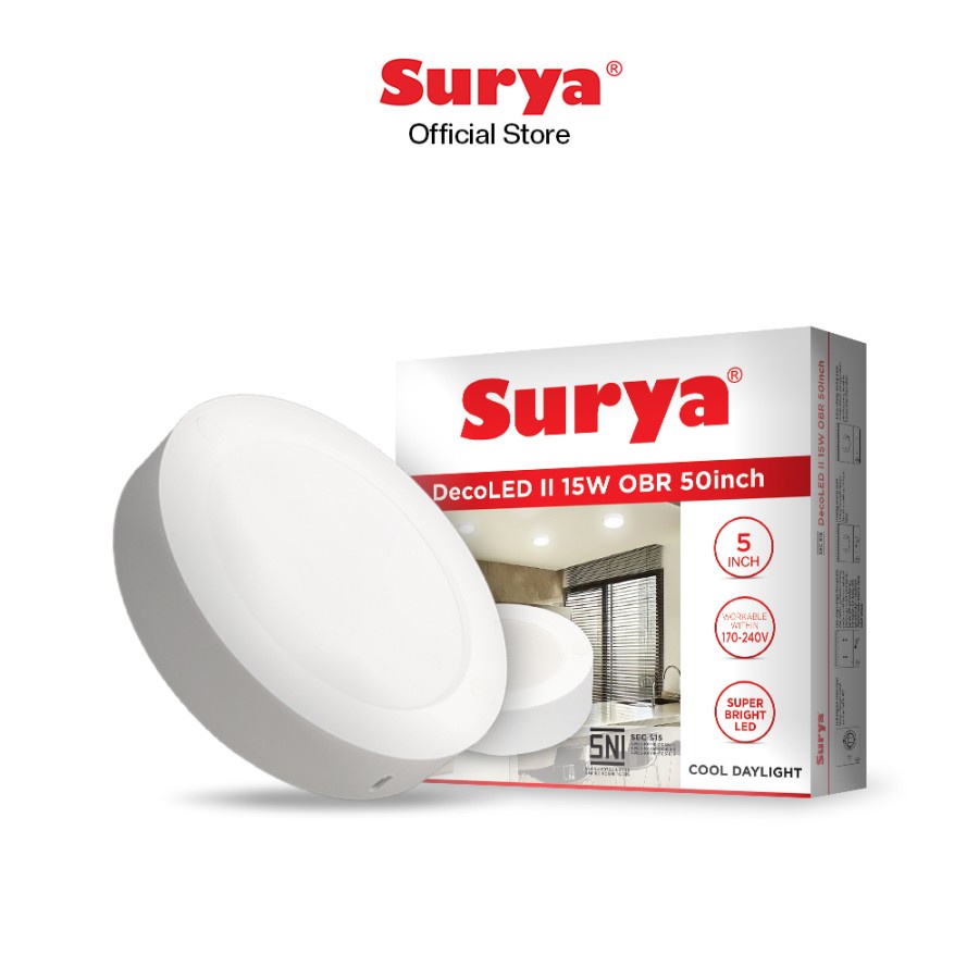 Surya Decoled OBR 15 Watt Lampu LED Outbow Downlight Panel Light Murah